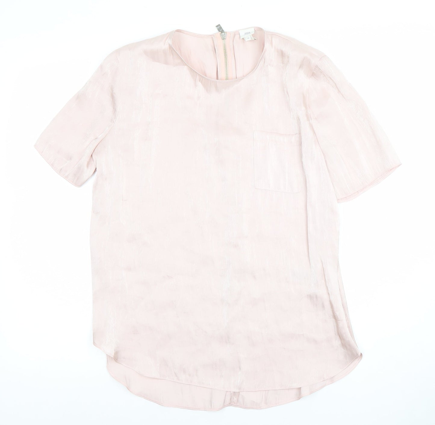 River Island Women Pink Short Sleeve Satin Blouse Size 12