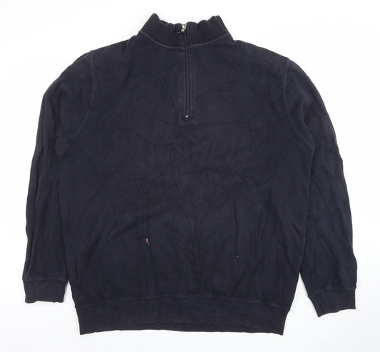 John Partridge Men's Blue XL 1/4 Zip Cotton Long Sleeve Polo Top