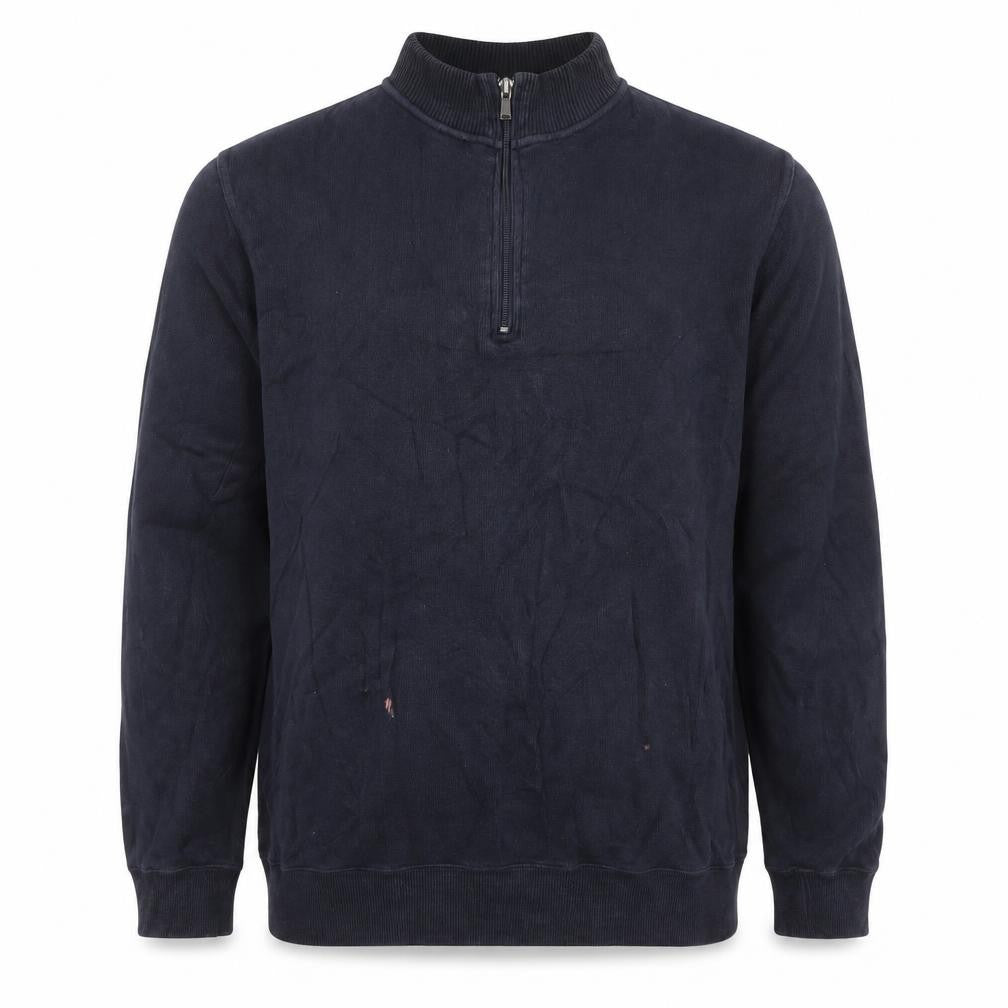 John Partridge Men's Blue XL 1/4 Zip Cotton Long Sleeve Polo Top