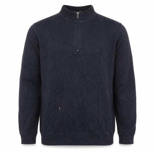 John Partridge Men's Blue XL 1/4 Zip Cotton Long Sleeve Polo Top
