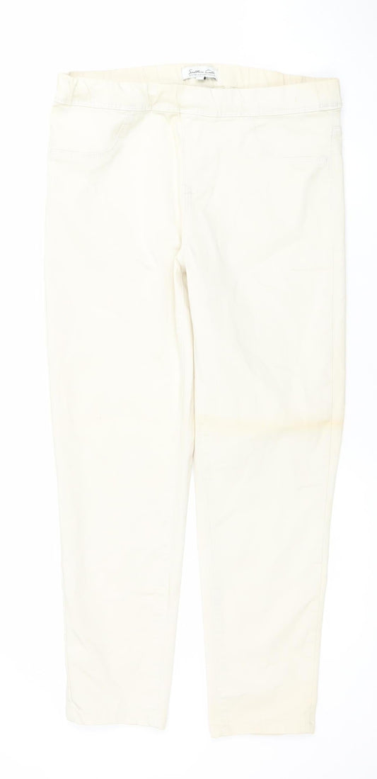 Southern Cotton Womens Ivory Straight Stretch Jeans Size M