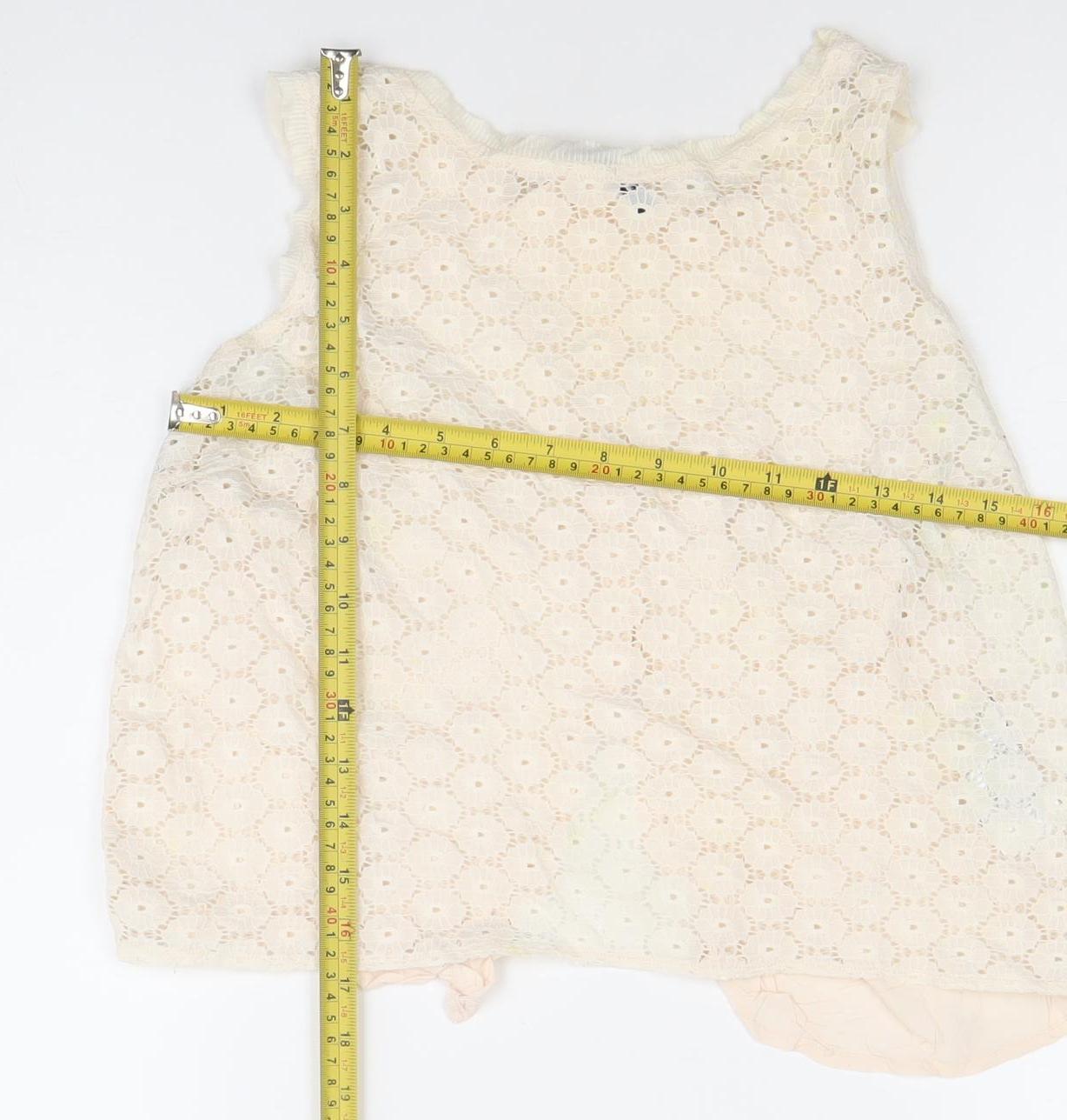 First And I Women's Ivory Lace Sleeveless Camisole Blouse Size L