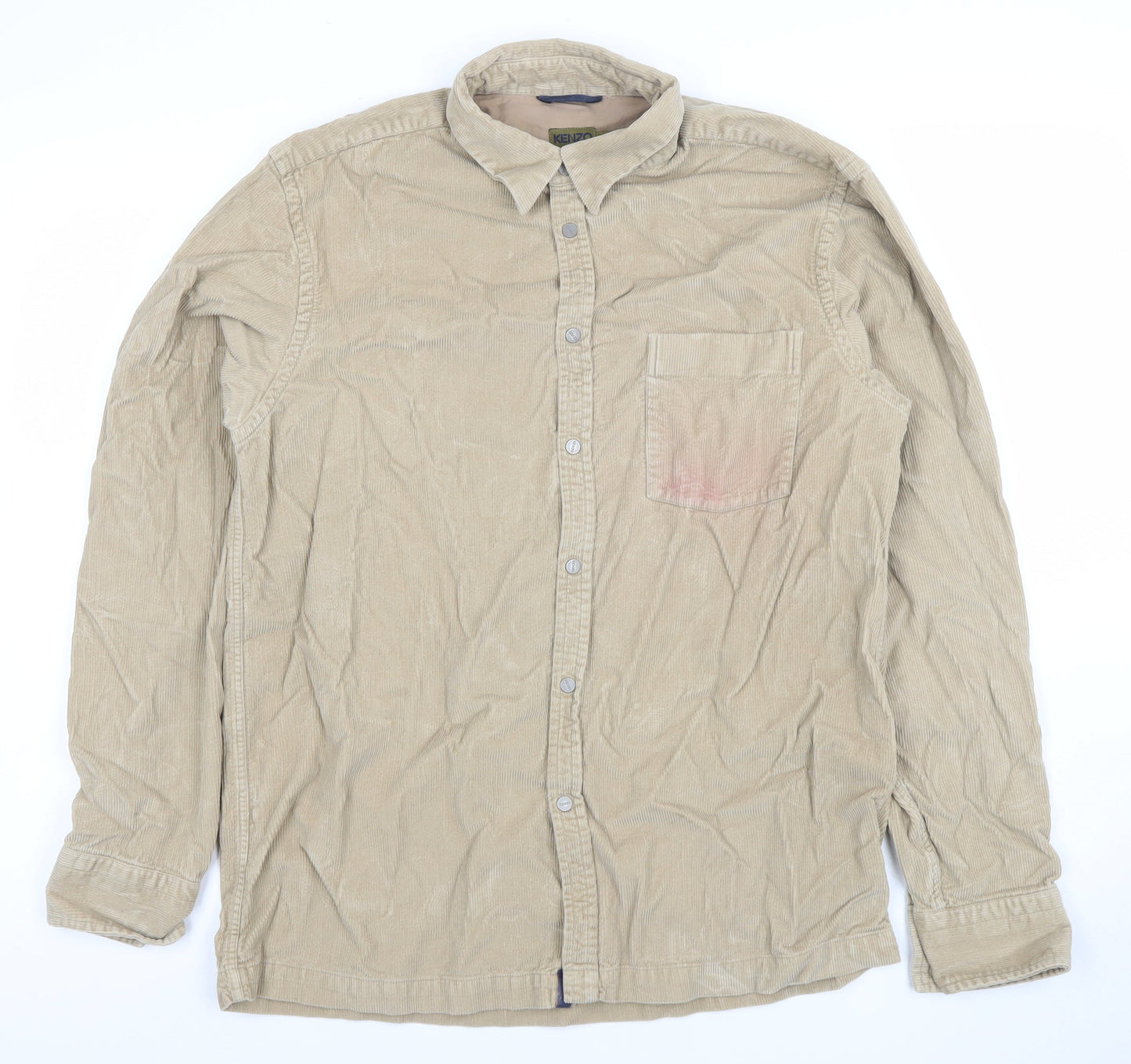 Kenzo Homme Men's Beige M Corduroy Long Sleeve Button-Up Shirt