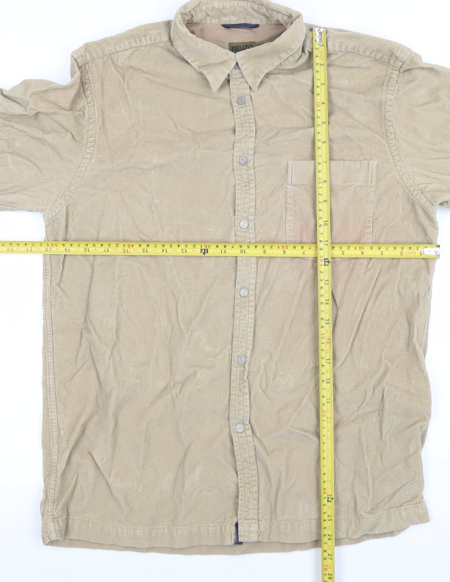 Kenzo Homme Men's Beige M Corduroy Long Sleeve Button-Up Shirt
