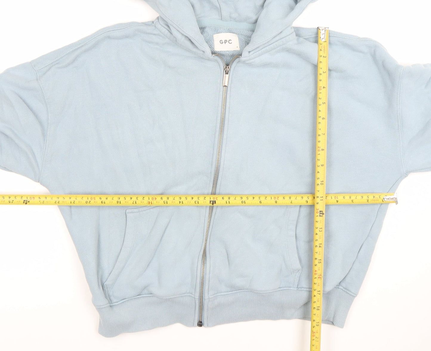 Gym+Coffee Women’s Chalk Blue Full Zip Hoodie Size S Cotton Blend