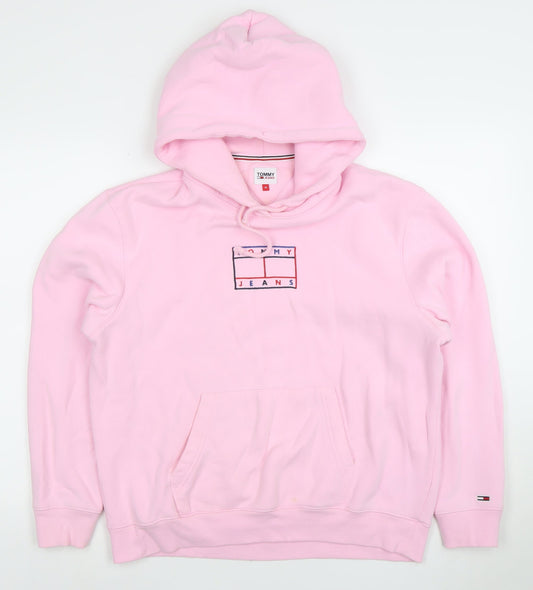 Tommy Jeans Womens Pink Cotton Pullover Hoodie Size M