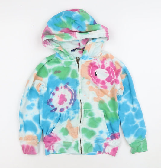 Ralph Lauren Boys Multicoloured Tie-Dye Full Zip Hoodie Size 5 Cotton Blend
