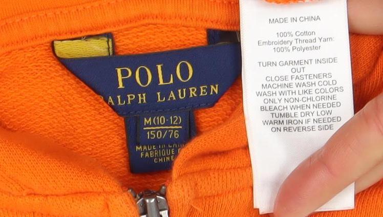 Polo Ralph Lauren Boys Orange Full Zip Hoodie Size M (10-12) Cotton