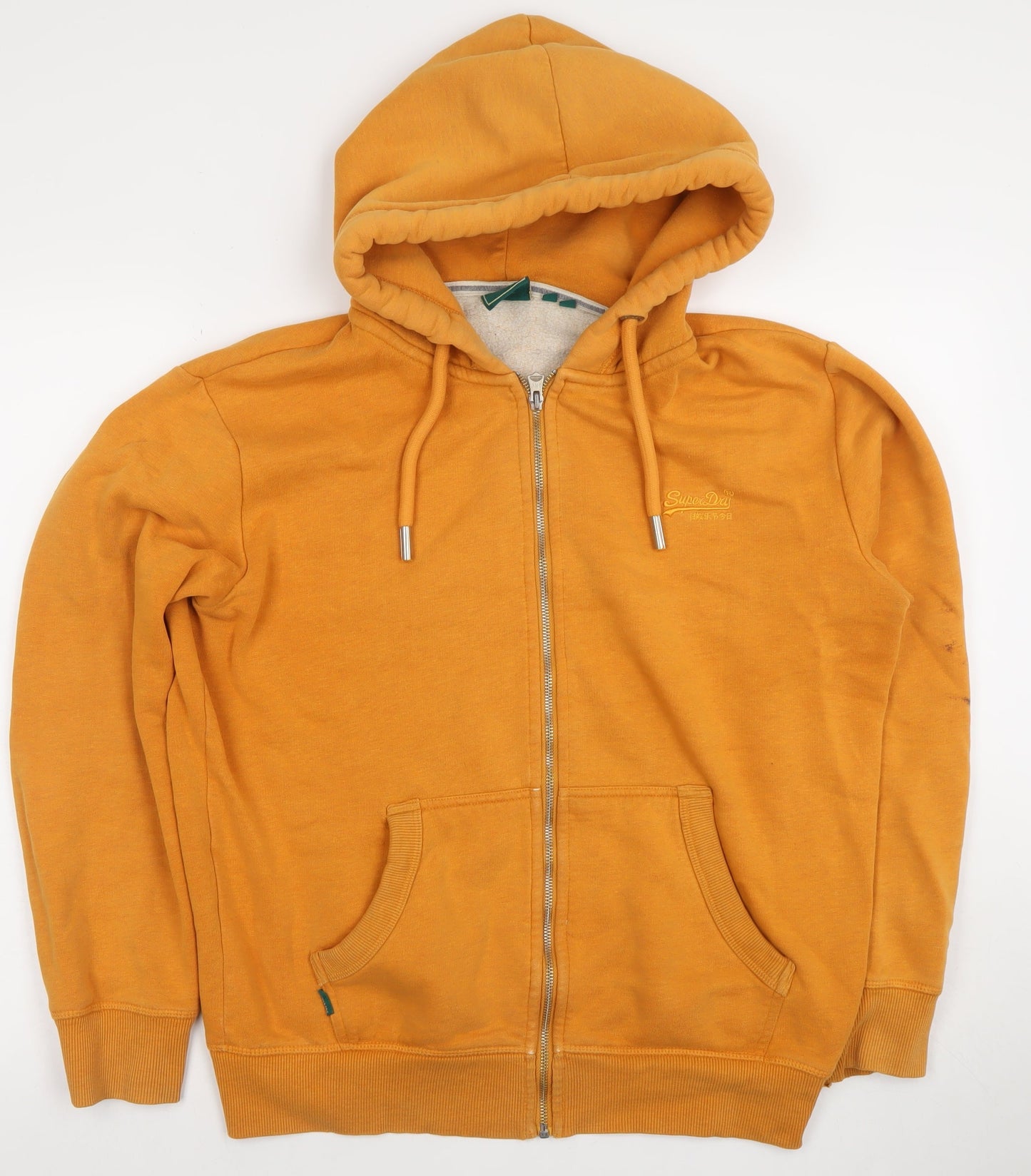 Superdry Men's Orange Full Zip Hoodie M Fleece Lined