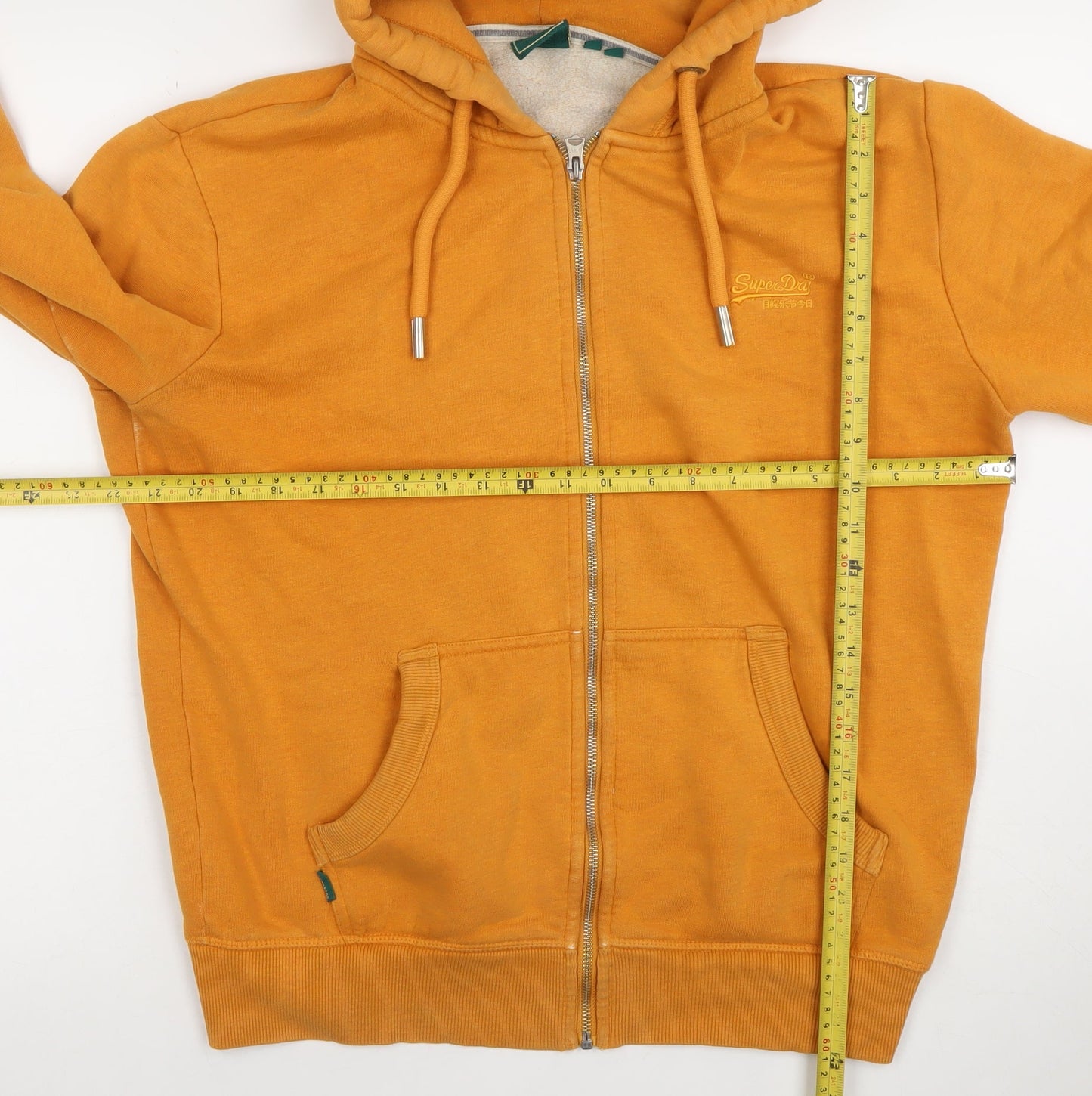 Superdry Men's Orange Full Zip Hoodie M Fleece Lined