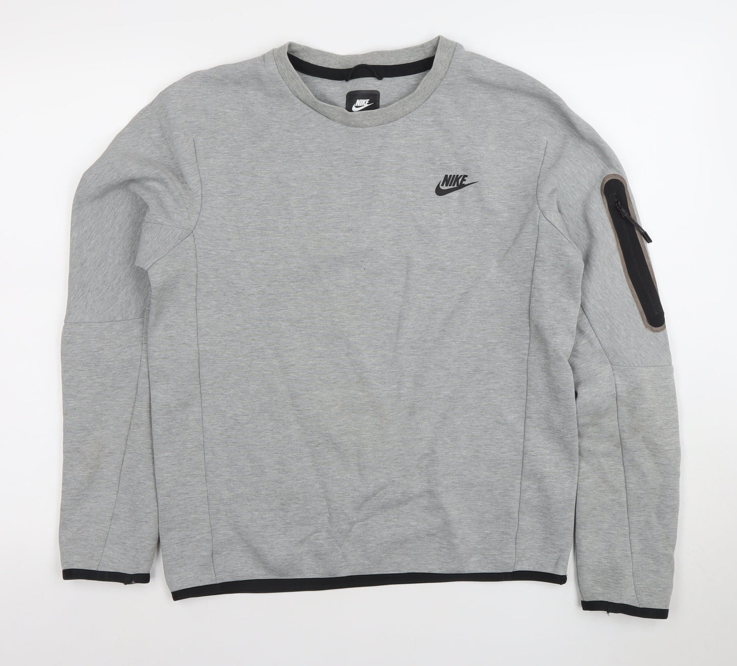 Nike Men's Grey Crew Neck Long Sleeve Logo Sweatshirt S
