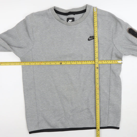 Nike Men's Grey Crew Neck Long Sleeve Logo Sweatshirt S