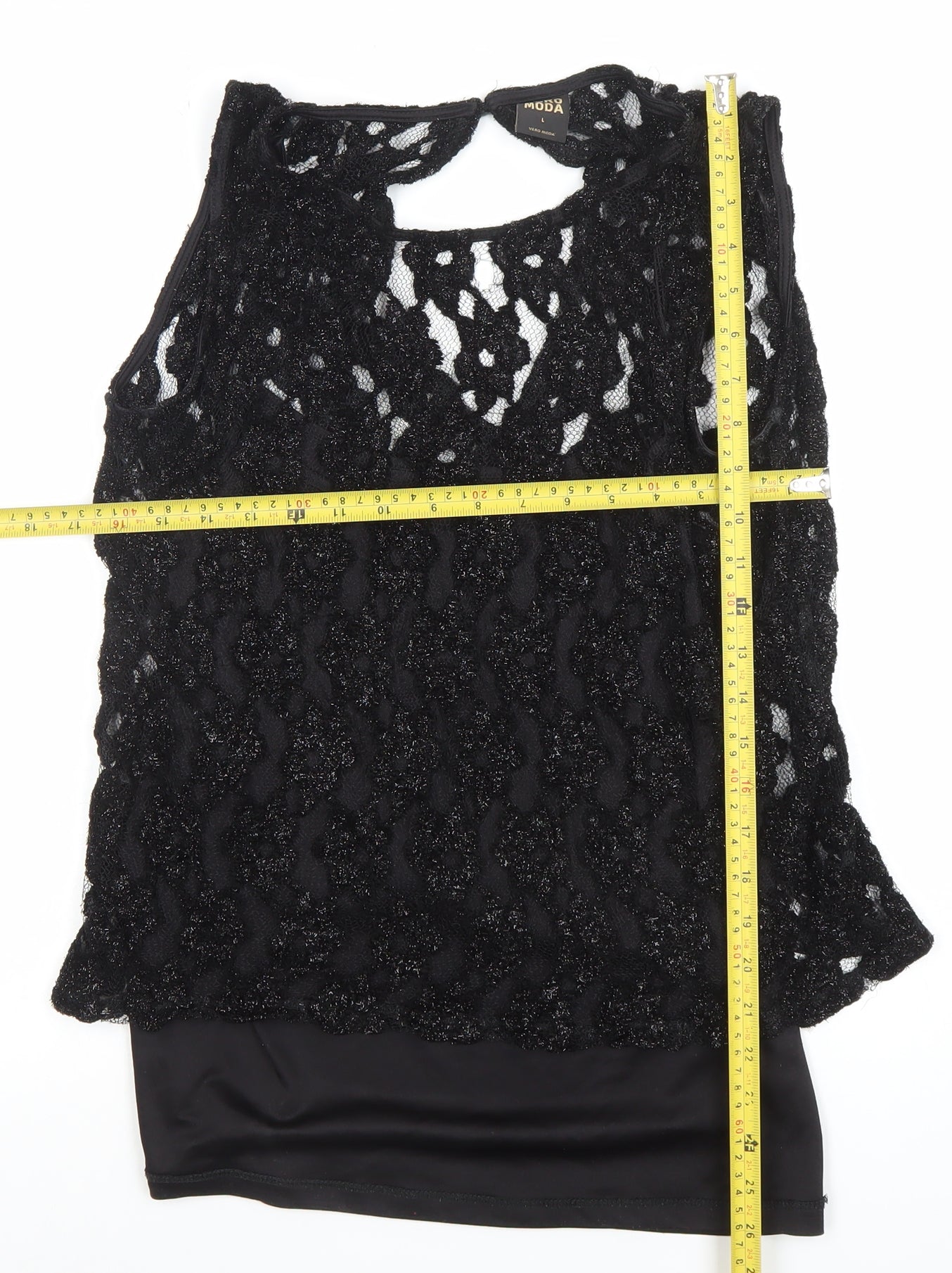 Vero Moda Women's Black Lace Sleeveless Camisole Blouse L