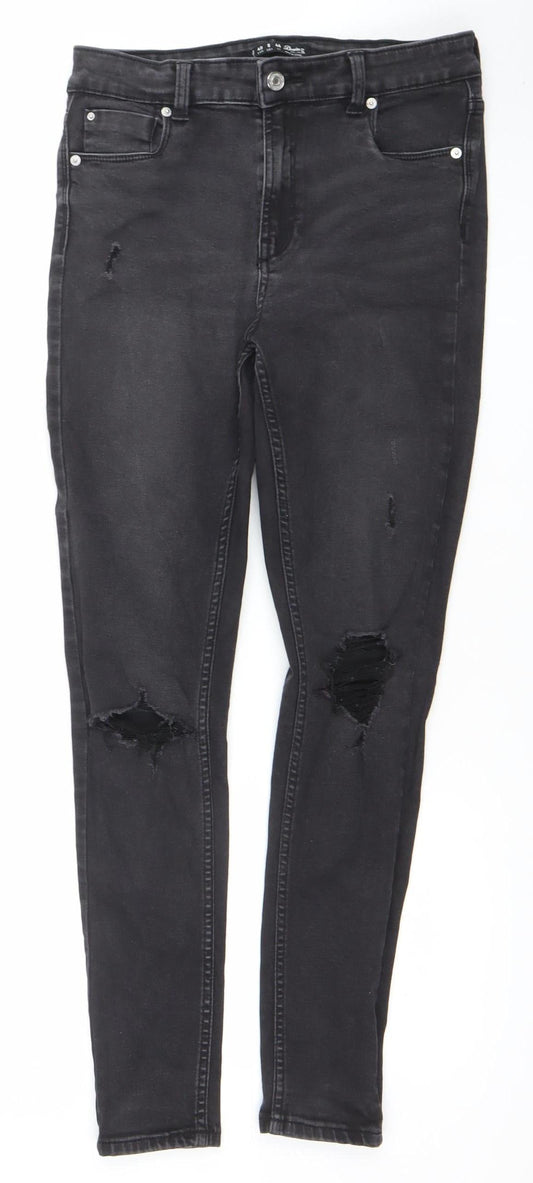 Denim Co. Women's Black Skinny Distressed Jeans Size 12