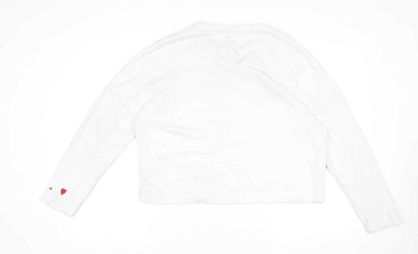 Tommy Hilfiger Women's White Love Logo Sweatshirt L Cotton Casual