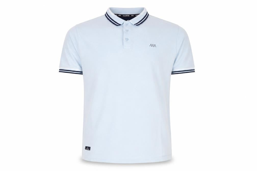 A.M London Men's Light Blue Cotton Polo Shirt Size L Short Sleeve