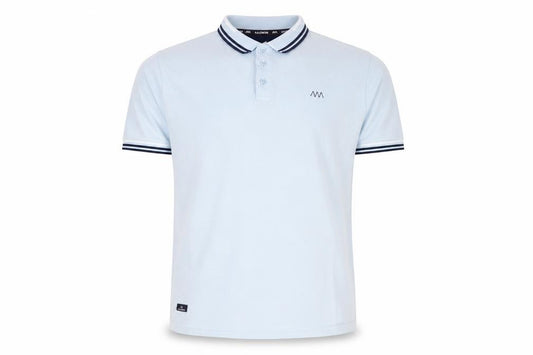 A.M London Men's Light Blue Cotton Polo Shirt Size L Short Sleeve