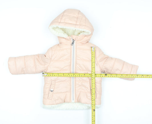 Michael Michael Kors Girls Pink Hooded Puffer Jacket 12M Lined Winter Coat