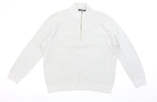 Gazman Men’s Grey Cotton Half Zip Waffle Knit Jumper XL