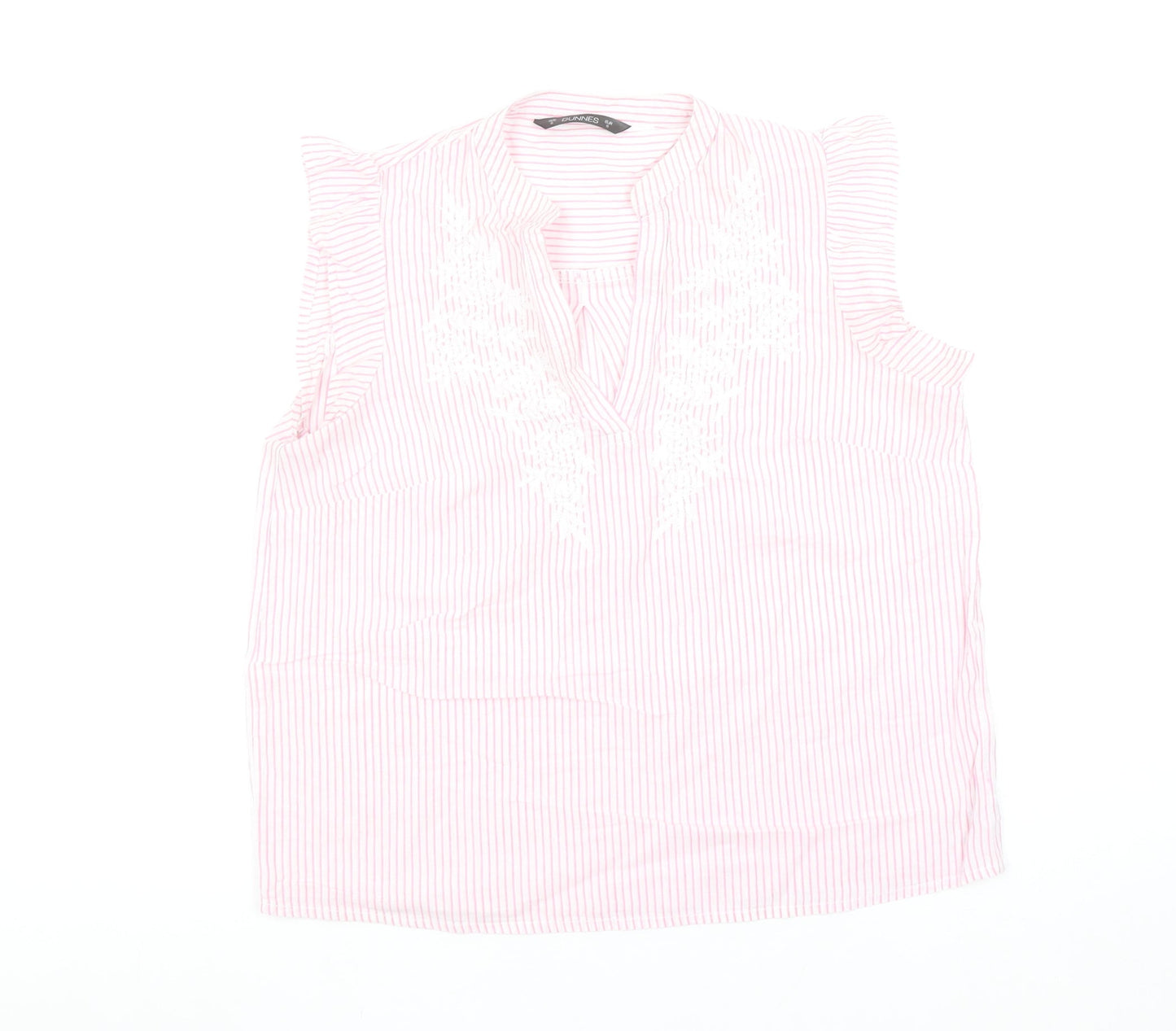 Dunnes Stores Women Pink Striped Cotton Sleeveless Blouse S