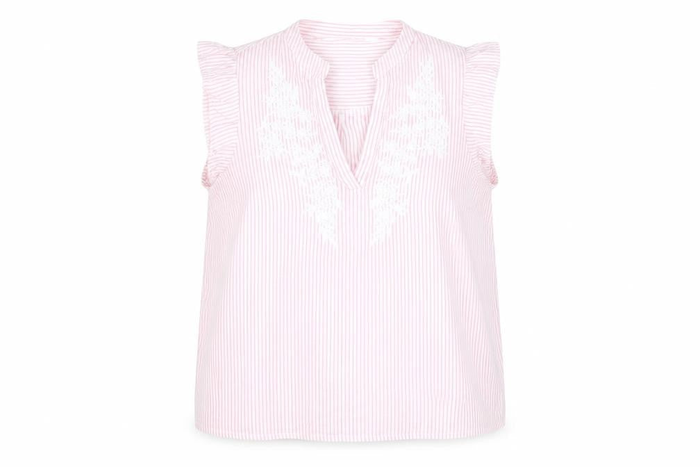 Dunnes Women Pink Striped Cotton Sleeveless Blouse S