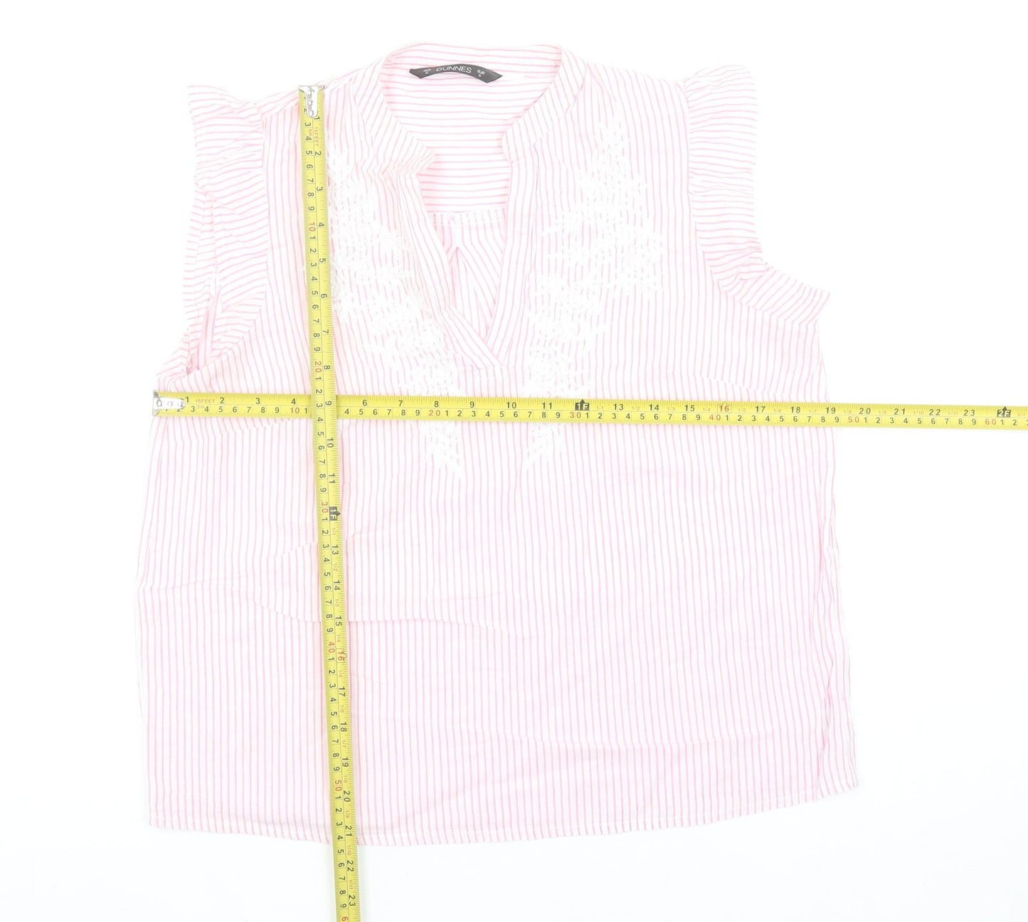 Dunnes Stores Women Pink Striped Cotton Sleeveless Blouse S