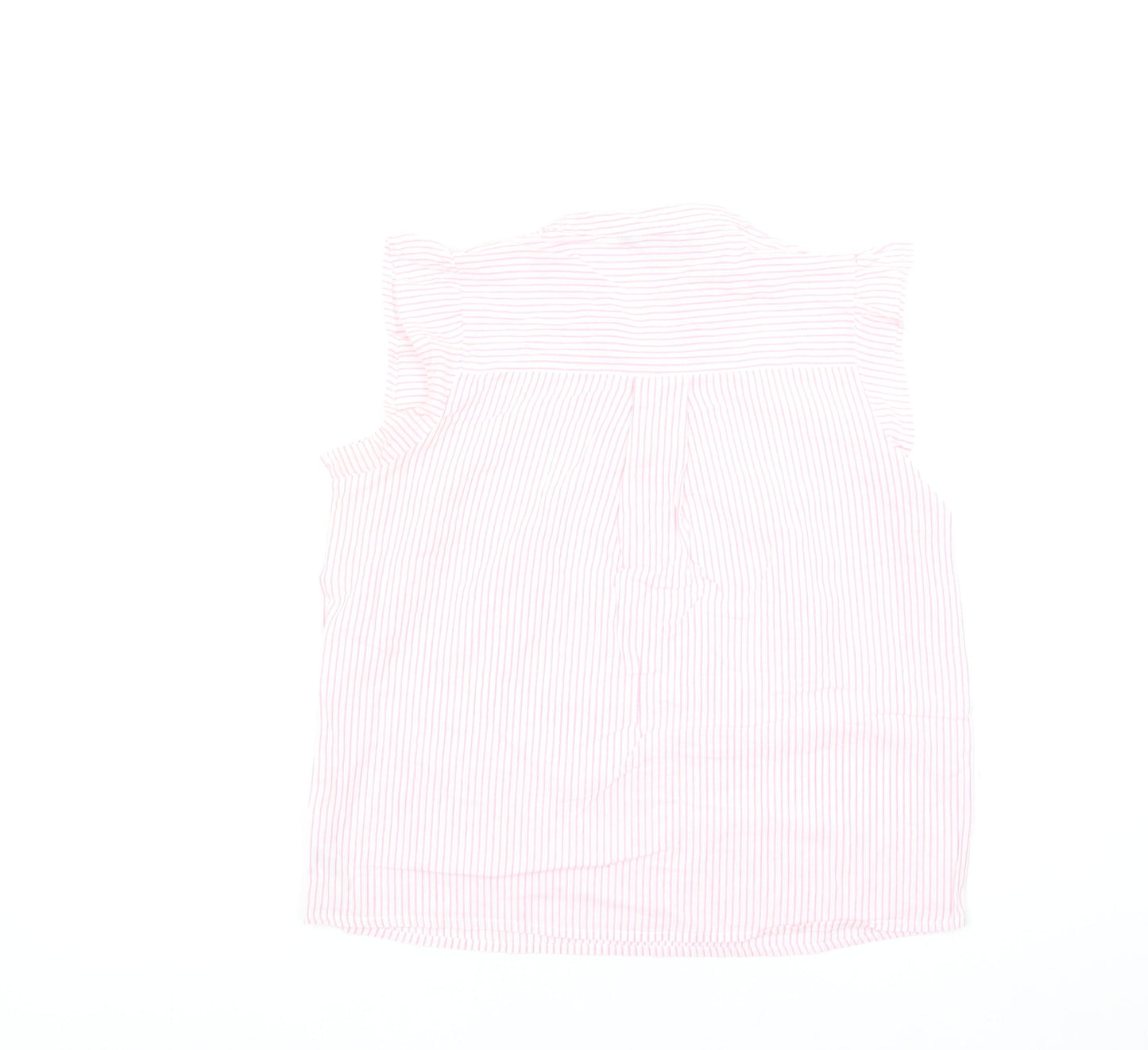 Dunnes Stores Women Pink Striped Cotton Sleeveless Blouse S