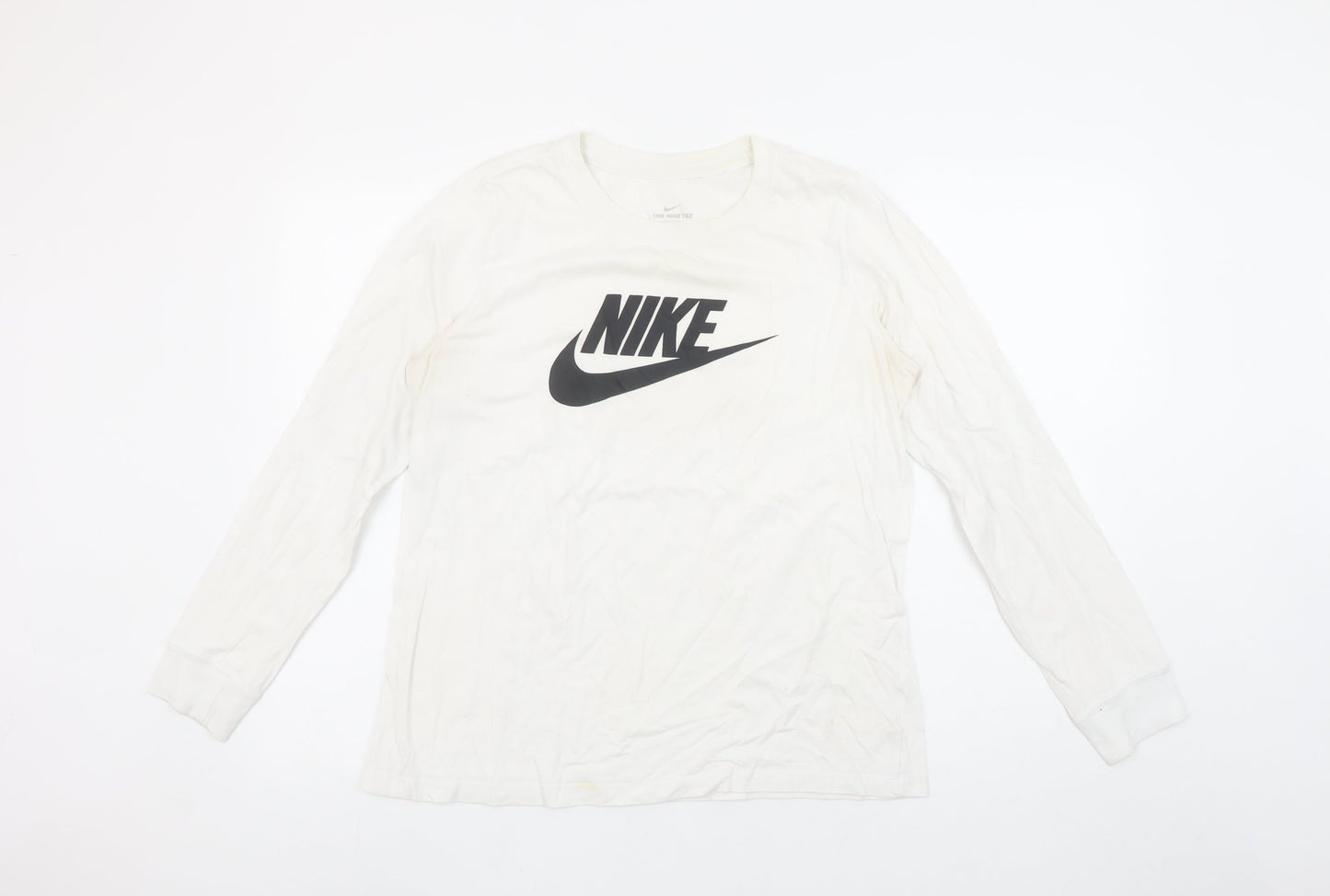 Nike Men's White Long Sleeve Graphic Sports T-Shirt Size M