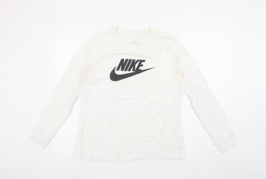 Nike Men's White Long Sleeve Graphic Sports T-Shirt Size M
