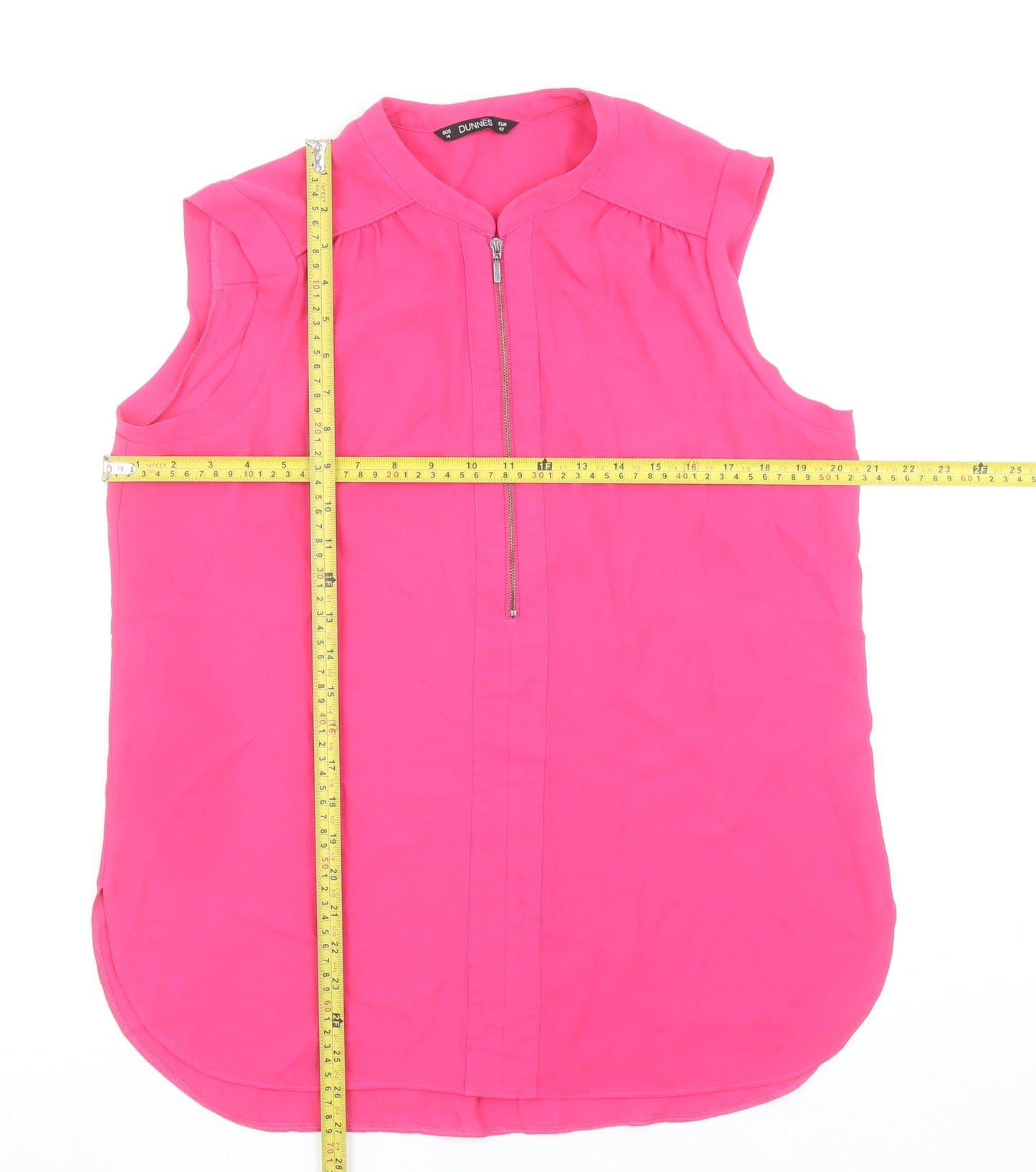 Dunnes Stores Women's Pink Zip Front Sleeveless Blouse Size 14