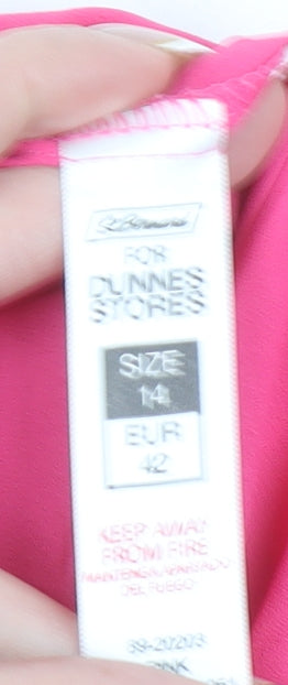 Dunnes Stores Women's Pink Zip Front Sleeveless Blouse Size 14