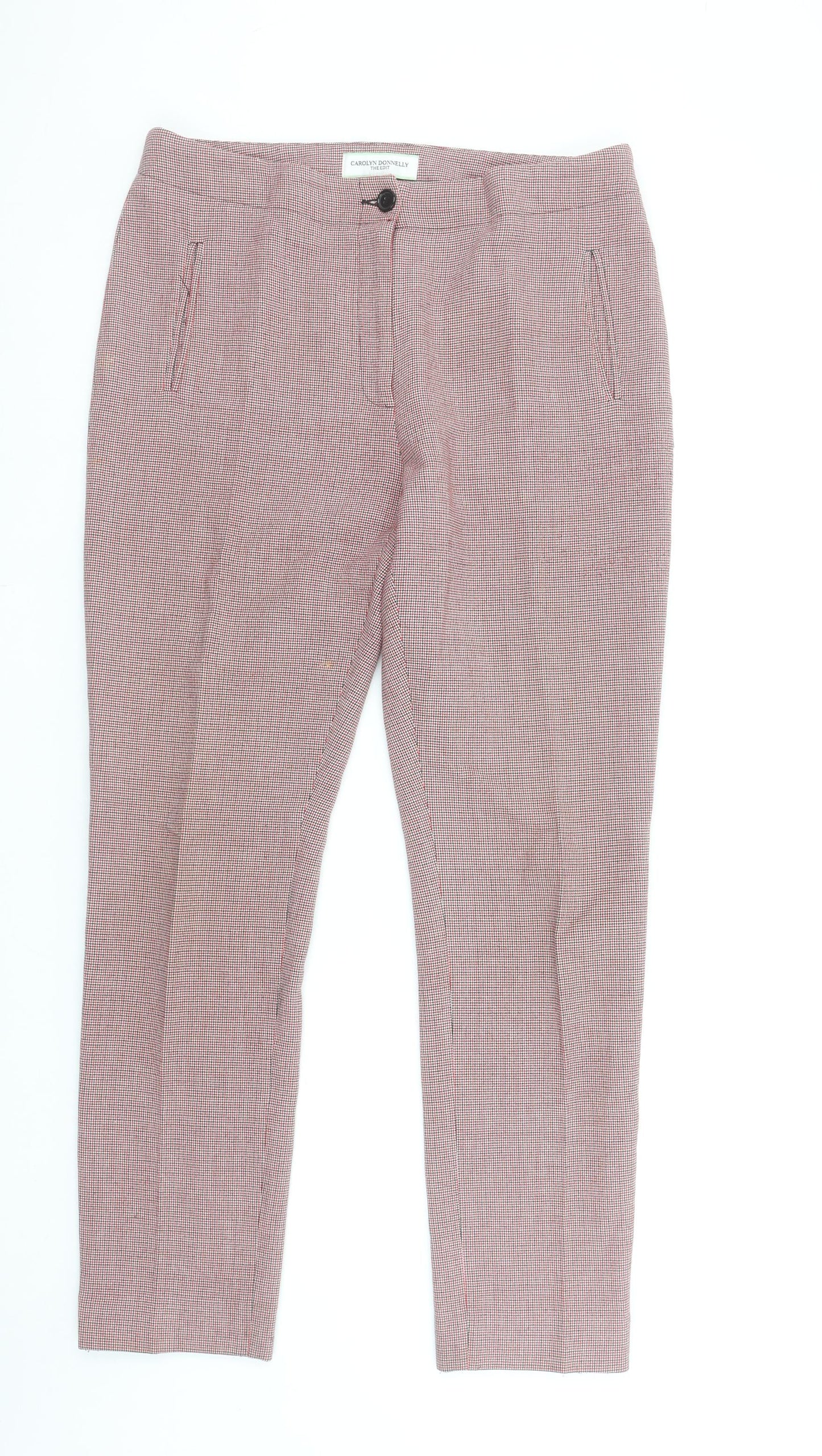 Carolyn Donnelly The Edit Womens Multicoloured Check Cropped Slim Trousers UK 12