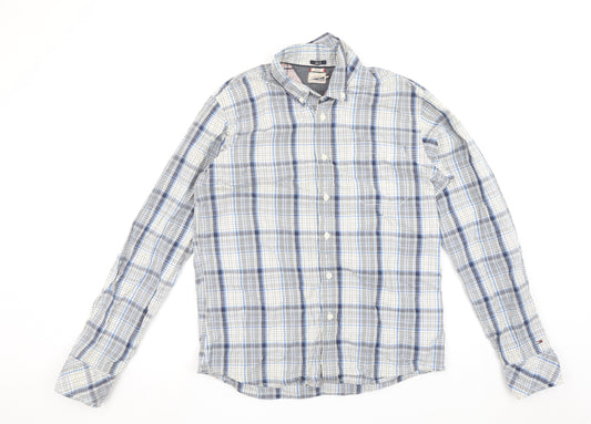 Tommy Hilfiger Denim Men's Blue Checked Slim Fit Shirt Size L
