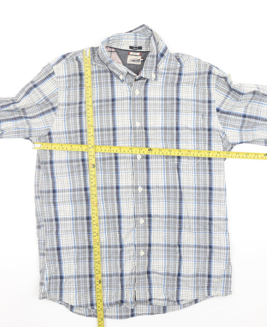 Tommy Hilfiger Denim Men's Blue Checked Slim Fit Shirt Size L