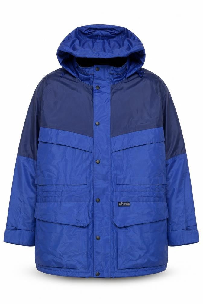 Outdoor Wear by R.M Men's Blue Waterproof Hooded Rain Jacket M