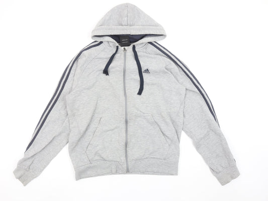 Adidas Men's Grey Full Zip Hoodie Size L Performance Essentials