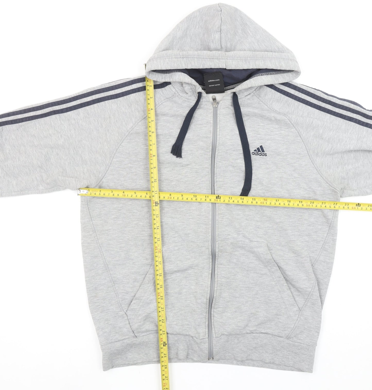 Adidas Men's Grey Full Zip Hoodie Size L Performance Essentials