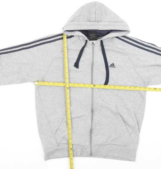 Adidas Men's Grey Full Zip Hoodie Size L Performance Essentials