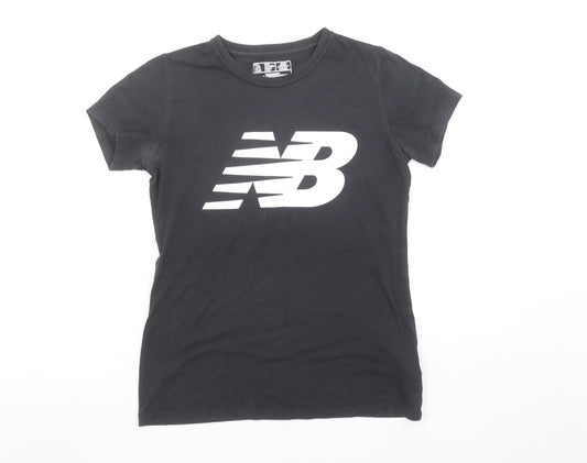 Womens UK Size XS New Balance Black Cotton Blend T-Shirt