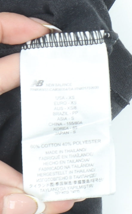 Womens UK Size XS New Balance Black Cotton Blend T-Shirt