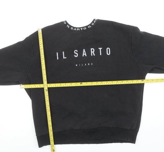 IL SARTO Milano Men's Black Logo Fleece Sweatshirt Size M