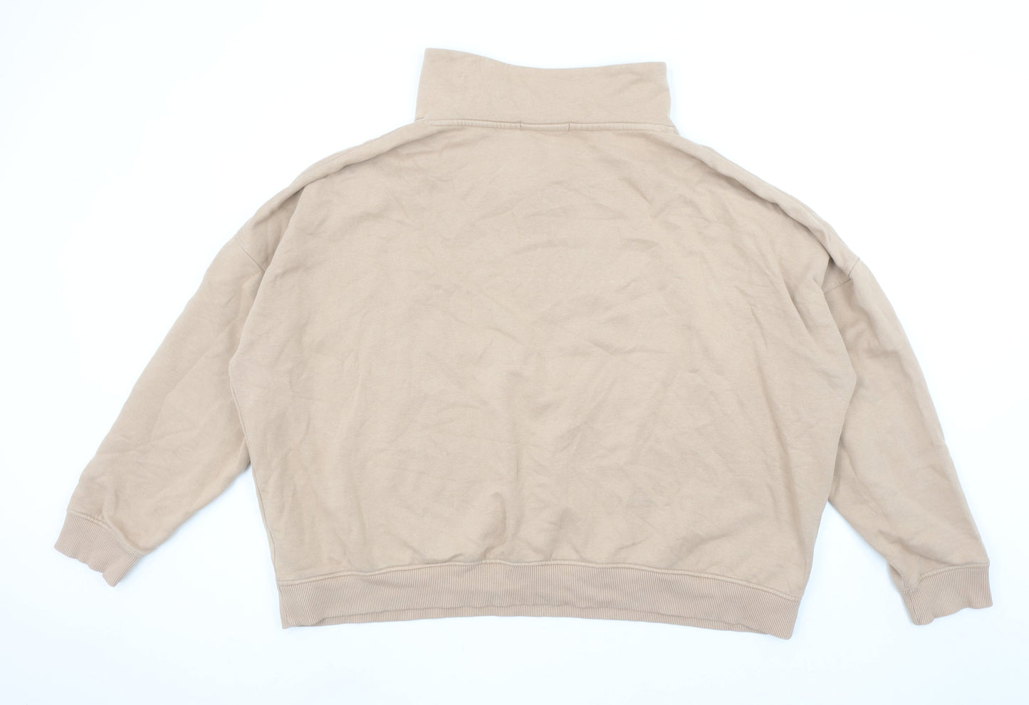 George Women Beige 1/2 Zip High Neck Pullover Sweatshirt UK 16