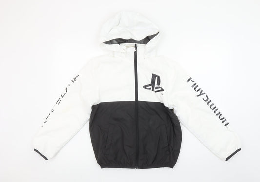 H&M Boys PlayStation Black White Hooded Windbreaker Jacket 8-10 Years