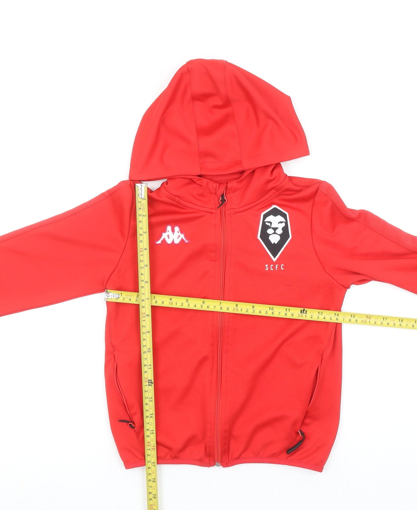 Kappa Boys Red Full Zip Hoodie 8 Years SCFC Sports Hooded Top