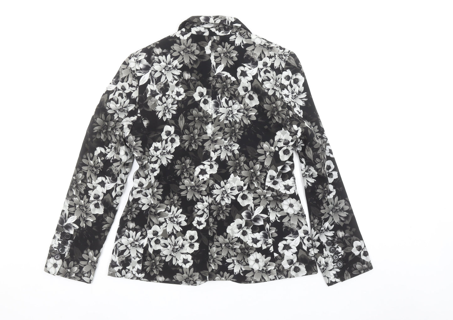 Marks and Spencer Women Grey Floral Blazer UK 12 Regular Fit Single Breasted