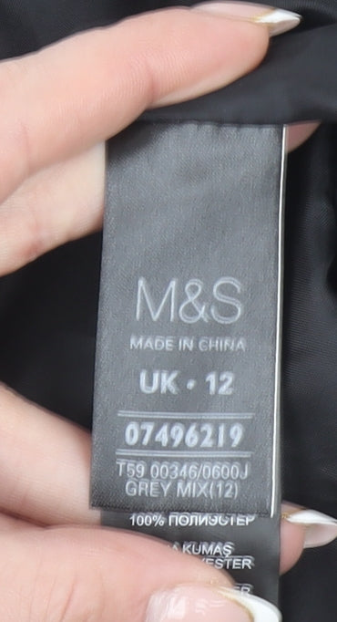Marks and Spencer Women Grey Floral Blazer UK 12 Regular Fit Single Breasted