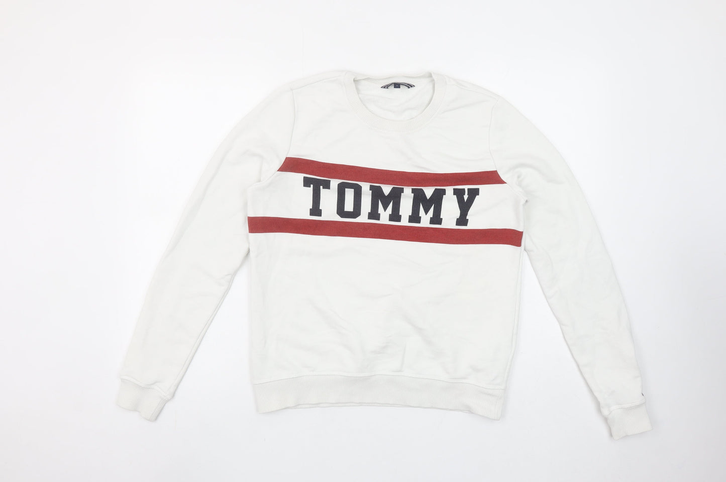 Womens UK S Regular Tommy Hilfiger White Pullover Sweatshirt