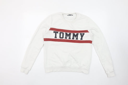 Tommy Hilfiger Women’s White Crew Neck Sweatshirt Size S Cotton Blend