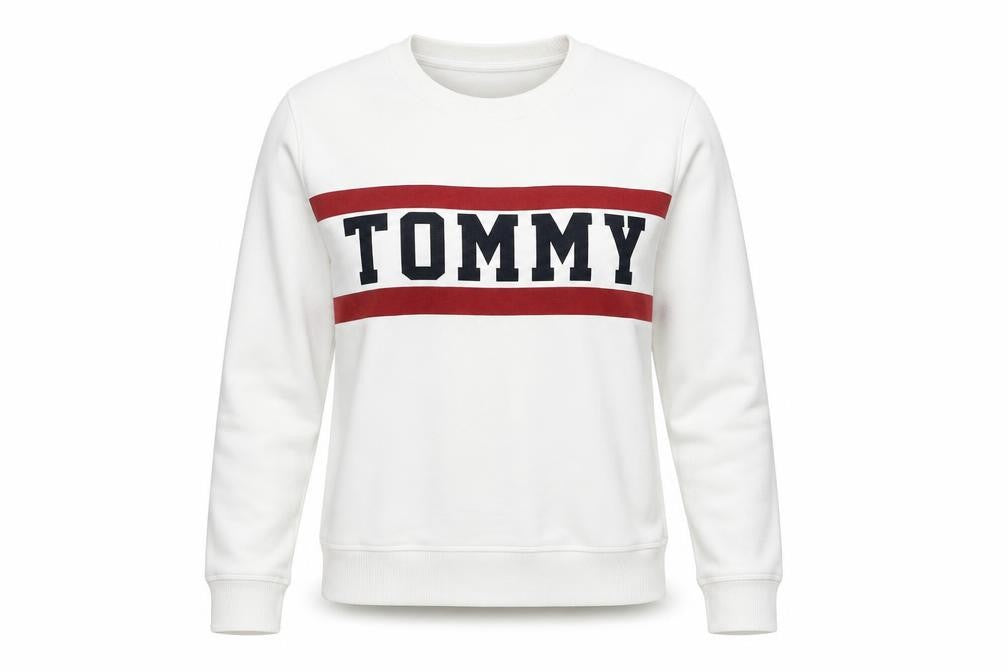 Womens UK S Regular Tommy Hilfiger White Pullover Sweatshirt