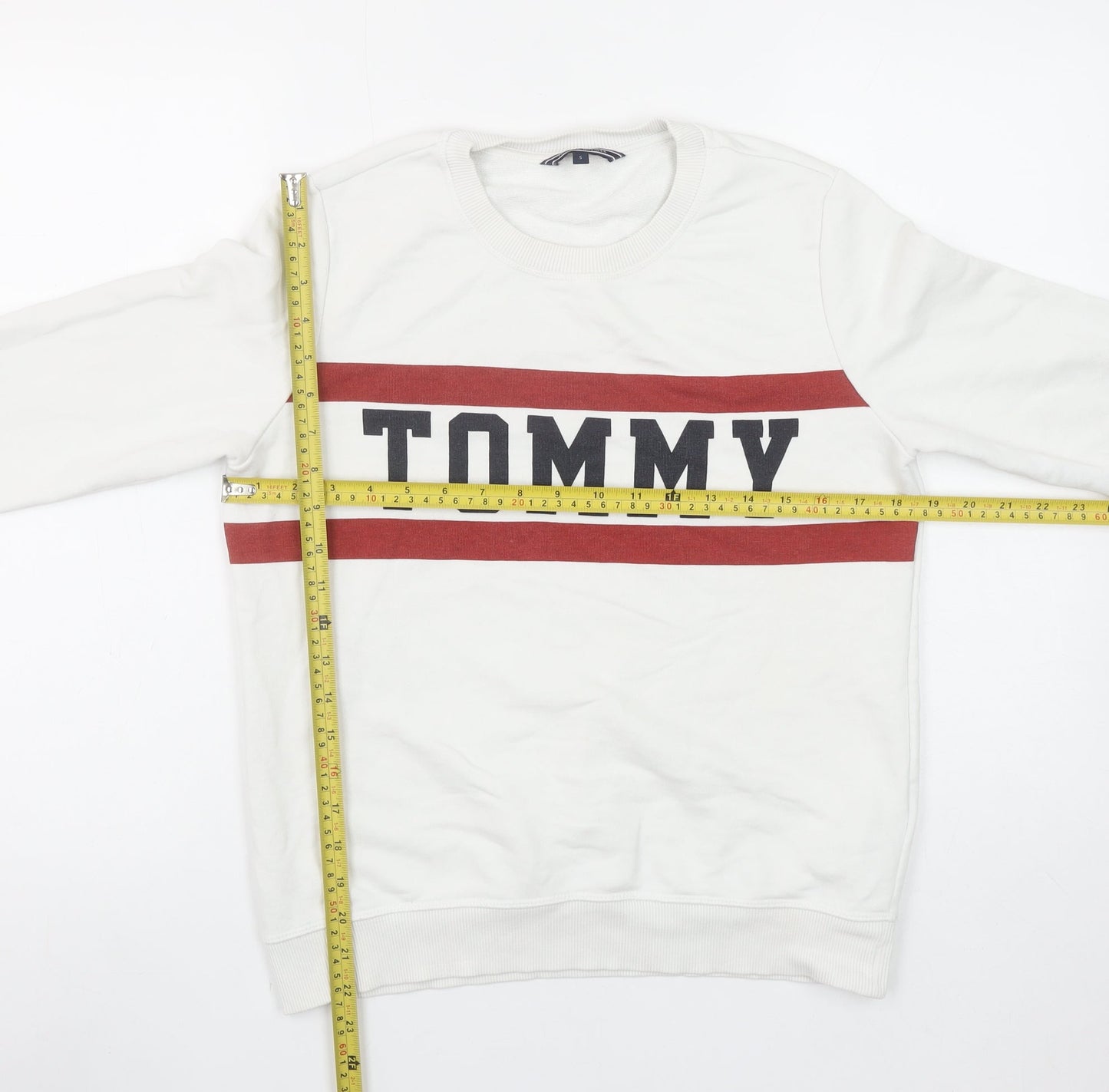 Womens UK S Regular Tommy Hilfiger White Pullover Sweatshirt